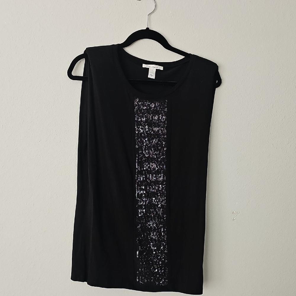 Kenneth Cole New York Black Sequin Muscle Tee